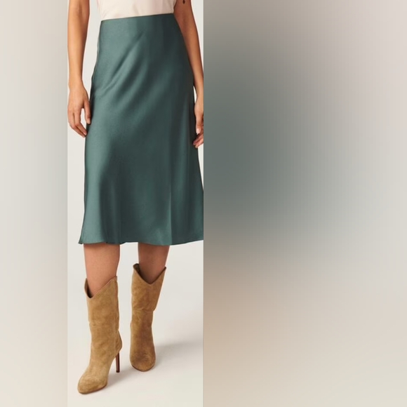 Ba&sh Cintia Green Silk Skirt - Picture 2 of 10